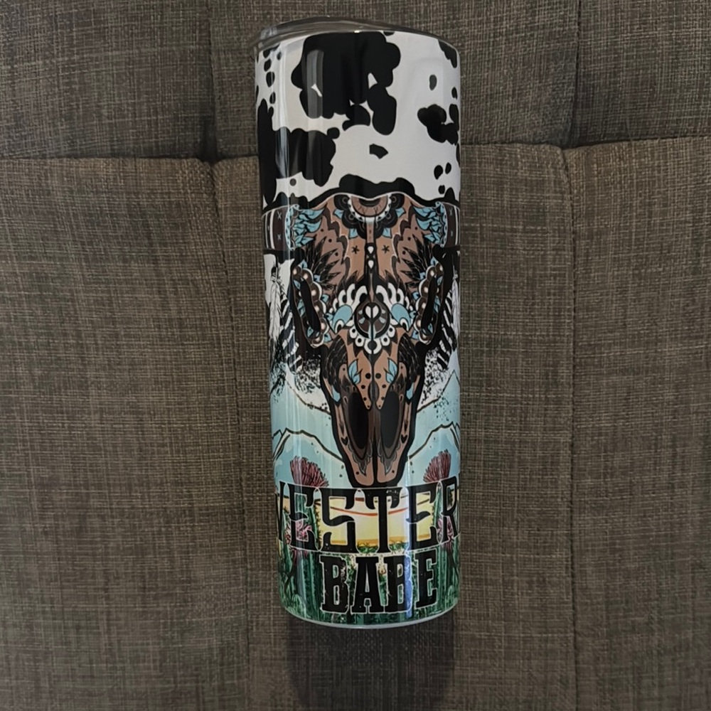 Western Babe Cow Print Tumbler